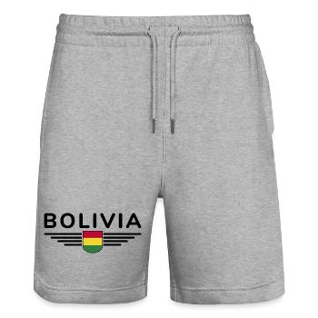 J’aime la Bolivie, T-shirt design de style élégance - Short de jogging bio TRAINER Stanley/Stella unisexe - gris chiné - Devant - Nik (191cm) & Marisol (170cm)