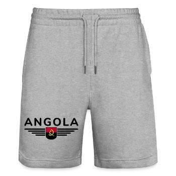Angola Design – Stolz aus Afrika - Stanley/Stella Unisex Bio Joggingshorts Trainer  - Grau meliert - Vorne - Nik (191cm) & Marisol (170cm)