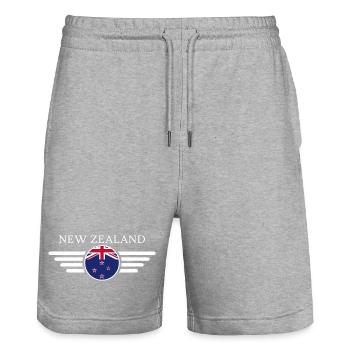 Neuseeland Stil Design T-Shirt - Stanley/Stella Unisex Bio Joggingshorts Trainer  - Grau meliert - Vorne - Nik (191cm) & Marisol (170cm)