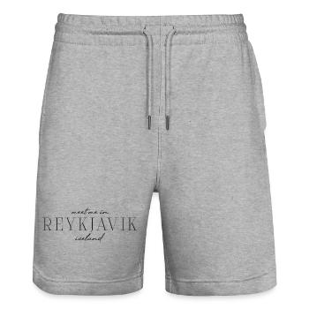 Reykjavik, Islande Style Design T-shirt - Short de jogging bio TRAINER Stanley/Stella unisexe - gris chiné - Devant - Nik (191cm) & Marisol (170cm)