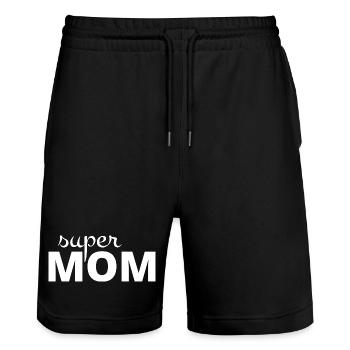 Super mom - Stanley/Stella Trainer Unisex Organic Jogging Shorts - black - Front - Nik (191cm) & Marisol (170cm)