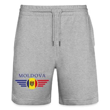 I Love Moldova, Elegance Style Design T-Shirt - Stanley/Stella Trainer Unisex Organic Jogging Shorts - heather grey - Front - Nik (191cm) & Marisol (170cm)