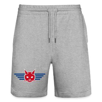 Conception créative de t-shirt Ailes de chat - Short de jogging bio TRAINER Stanley/Stella unisexe - gris chiné - Devant - Nik (191cm) & Marisol (170cm)