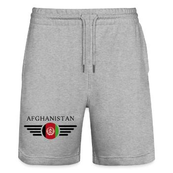 J’aime l’Afghanistan, T-shirt design de style élégance - Short de jogging bio TRAINER Stanley/Stella unisexe - gris chiné - Devant - Nik (191cm) & Marisol (170cm)