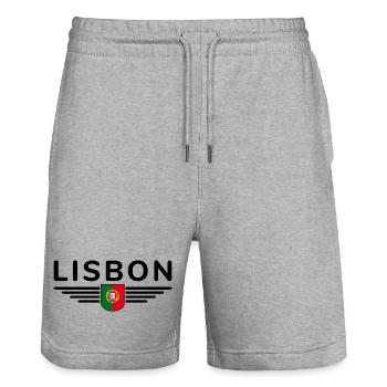 T-shirt de fan de Lisbonne pour les amoureux du Portugal - Short de jogging bio TRAINER Stanley/Stella unisexe - gris chiné - Devant - Nik (191cm) & Marisol (170cm)
