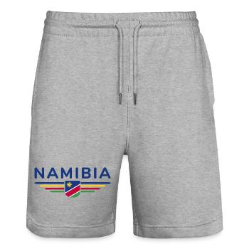 Namibia T-Shirt for Fans and Travelers - Stanley/Stella Trainer Unisex Organic Jogging Shorts - heather grey - Front - Nik (191cm) & Marisol (170cm)