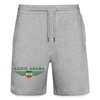 Addis Ababa T-Shirt – Capital City Style - Stanley/Stella Trainer Unisex Organic Jogging Shorts - heather grey - Front - Nik (191cm) & Marisol (170cm)