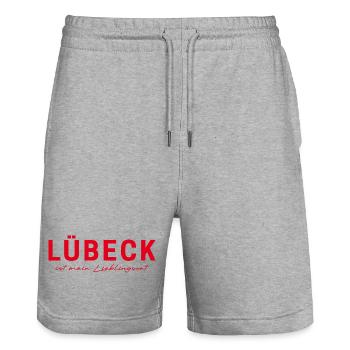Lübeck T-Shirt – Perfekt für Fans - Stanley/Stella Unisex Bio Joggingshorts Trainer  - Grau meliert - Vorne - Nik (191cm) & Marisol (170cm)