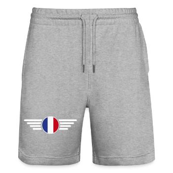 France Style T-Shirt - Stanley/Stella Trainer Unisex Organic Jogging Shorts - heather grey - Front - Nik (191cm) & Marisol (170cm)