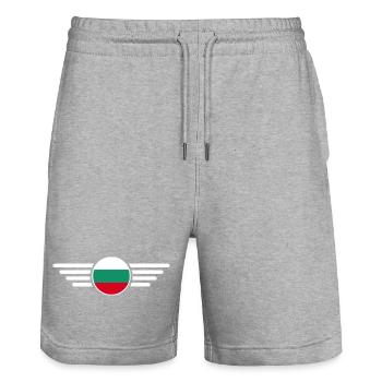 Bulgaria Style Design T-Shirt - Stanley/Stella Trainer Unisex Organic Jogging Shorts - heather grey - Front - Nik (191cm) & Marisol (170cm)