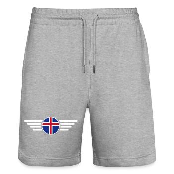 Island Stil Design T-Shirt - Stanley/Stella Unisex Bio Joggingshorts Trainer  - Grau meliert - Vorne - Nik (191cm) & Marisol (170cm)