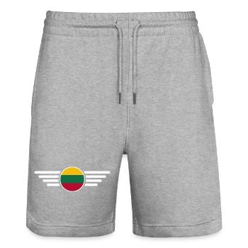 Litauen Stil Design T-Shirt - Stanley/Stella Unisex Bio Joggingshorts Trainer  - Grau meliert - Vorne - Nik (191cm) & Marisol (170cm)
