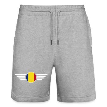T-shirt design de style Roumanie - Short de jogging bio TRAINER Stanley/Stella unisexe - gris chiné - Devant - Nik (191cm) & Marisol (170cm)