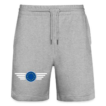 Europa Stil Design T-Shirt - Stanley/Stella Unisex Bio Joggingshorts Trainer  - Grau meliert - Vorne - Nik (191cm) & Marisol (170cm)