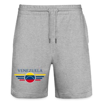 Venezuela Style Design T-Shirt - Stanley/Stella Trainer Unisex Organic Jogging Shorts - heather grey - Front - Nik (191cm) & Marisol (170cm)