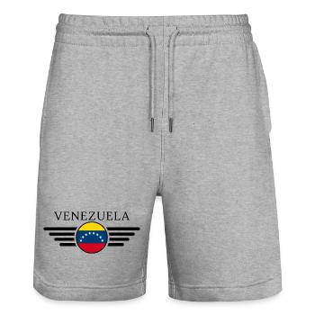 Venezuela Style Design T-Shirt - Stanley/Stella Trainer Unisex Organic Jogging Shorts - heather grey - Front - Nik (191cm) & Marisol (170cm)