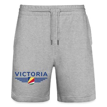 Victoria Seychelles fans: Stylish shirts - Stanley/Stella Trainer Unisex Organic Jogging Shorts - heather grey - Front - Nik (191cm) & Marisol (170cm)