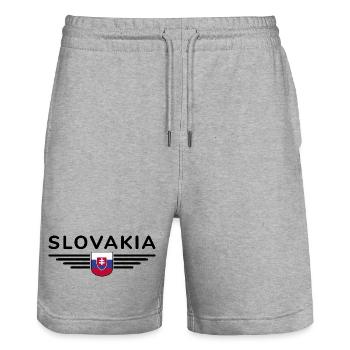 I Love Slovakia, Elegance Style Design T-Shirt - Stanley/Stella Trainer Unisex Organic Jogging Shorts - heather grey - Front - Nik (191cm) & Marisol (170cm)