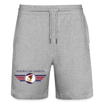 American Samoa, Elegance Style Design T-Shirt - Stanley/Stella Trainer Unisex Organic Jogging Shorts - heather grey - Front - Nik (191cm) & Marisol (170cm)