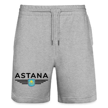 Astana Design – Moderne und Tradition - Stanley/Stella Unisex Bio Joggingshorts Trainer  - Grau meliert - Vorne - Nik (191cm) & Marisol (170cm)