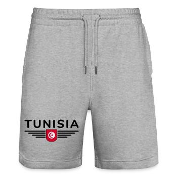 Tunisia Design – Pour les amateurs de culture - Short de jogging bio TRAINER Stanley/Stella unisexe - gris chiné - Devant - Nik (191cm) & Marisol (170cm)