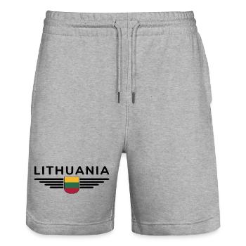Lithuania T-Shirt – Pride and Style - Stanley/Stella Trainer Unisex Organic Jogging Shorts - heather grey - Front - Nik (191cm) & Marisol (170cm)