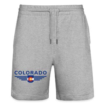 Colorado Fan T-Shirt – Berge & Abenteuer - Stanley/Stella Unisex Bio Joggingshorts Trainer  - Grau meliert - Vorne - Nik (191cm) & Marisol (170cm)