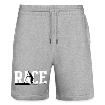 racepaddler - Stanley/Stella Unisex Bio Joggingshorts Trainer  - Grau meliert - Vorne - Nik (191cm) & Marisol (170cm)