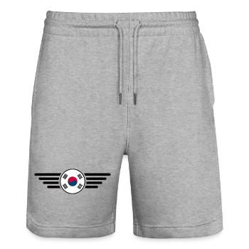 T-shirt design de style sud-coréen - Short de jogging bio TRAINER Stanley/Stella unisexe - gris chiné - Devant - Nik (191cm) & Marisol (170cm)