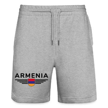 Armenia Merchandise – Experience Culture - Stanley/Stella Trainer Unisex Organic Jogging Shorts - heather grey - Front - Nik (191cm) & Marisol (170cm)