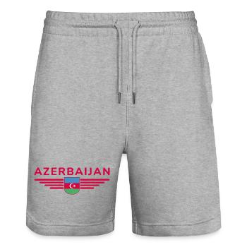 Azerbaijan Design – For Fans & Travelers - Stanley/Stella Trainer Unisex Organic Jogging Shorts - heather grey - Front - Nik (191cm) & Marisol (170cm)