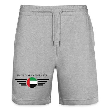 United Arab Emirates Style Design T-Shirt - Stanley/Stella Trainer Unisex Organic Jogging Shorts - heather grey - Front - Nik (191cm) & Marisol (170cm)