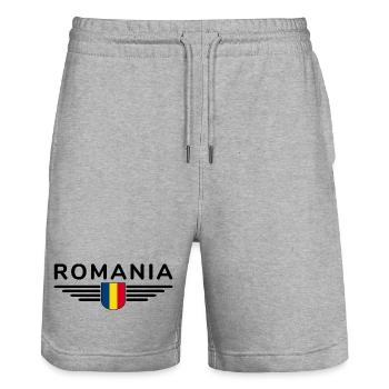 Bukarest T Shirt für Rumänien Fans Outfit - Stanley/Stella Unisex Bio Joggingshorts Trainer  - Grau meliert - Vorne - Nik (191cm) & Marisol (170cm)