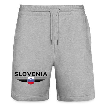 Stylish Slovenia design - Stanley/Stella Trainer Unisex Organic Jogging Shorts - heather grey - Front - Nik (191cm) & Marisol (170cm)