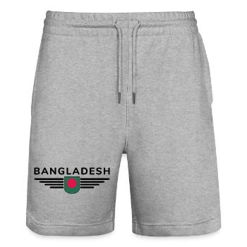 Bangladesh Design – Pride & Culture - Stanley/Stella Trainer Unisex Organic Jogging Shorts - heather grey - Front - Nik (191cm) & Marisol (170cm)