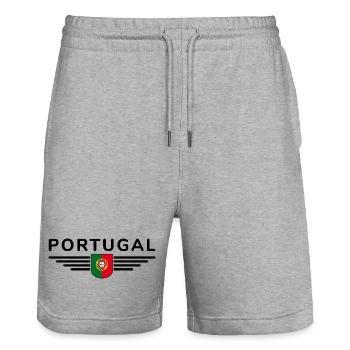 I Love Portugal, conception de tenue de t-shirt - Short de jogging bio TRAINER Stanley/Stella unisexe - gris chiné - Devant - Nik (191cm) & Marisol (170cm)
