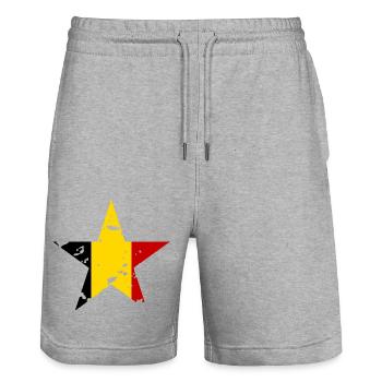 Drapeau Belgique Étoile - Short de jogging bio TRAINER Stanley/Stella unisexe - gris chiné - Devant - Nik (191cm) & Marisol (170cm)