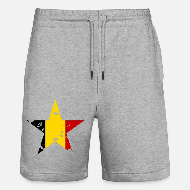 Drapeau Belgique Étoile - Short de jogging bio TRAINER Stanley/Stella unisexe - gris chiné
