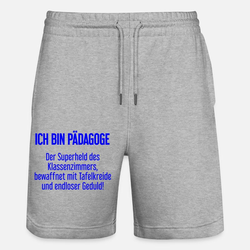 Pädagoge - Der Superheld des Klassenzimmers! - Stanley/Stella Unisex Bio Joggingshorts Trainer  - Grau meliert