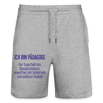 Pädagoge - Der Superheld des Klassenzimmers! - Stanley/Stella Unisex Bio Joggingshorts Trainer  - Grau meliert - Vorne - Nik (191cm) & Marisol (170cm)