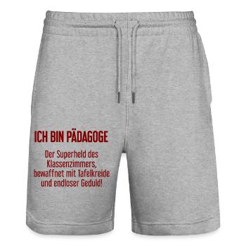 Pädagoge - Der Superheld des Klassenzimmers! - Stanley/Stella Unisex Bio Joggingshorts Trainer  - Grau meliert - Vorne - Nik (191cm) & Marisol (170cm)