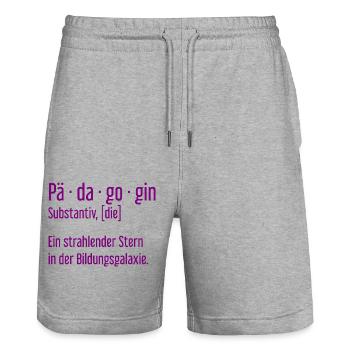 Pädagogin Pädagoginnen Schule Lehrerin Unterricht - Stanley/Stella Unisex Bio Joggingshorts Trainer  - Grau meliert - Vorne - Nik (191cm) & Marisol (170cm)