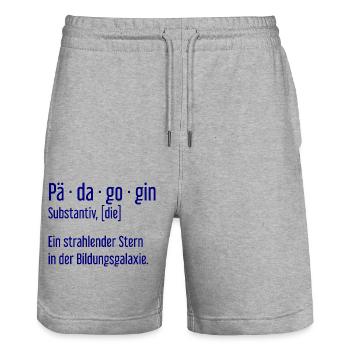 Pädagogin Pädagoginnen Schule Lehrerin Unterricht - Stanley/Stella Unisex Bio Joggingshorts Trainer  - Grau meliert - Vorne - Nik (191cm) & Marisol (170cm)