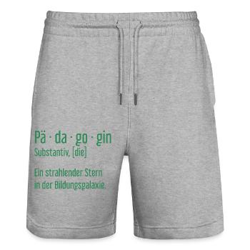 Pädagogin Pädagoginnen Schule Lehrerin Unterricht - Stanley/Stella Unisex Bio Joggingshorts Trainer  - Grau meliert - Vorne - Nik (191cm) & Marisol (170cm)