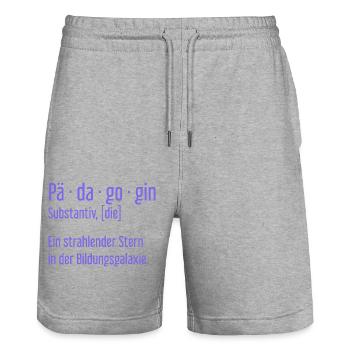 Pädagogin Pädagoginnen Schule Lehrerin Unterricht - Stanley/Stella Unisex Bio Joggingshorts Trainer  - Grau meliert - Vorne - Nik (191cm) & Marisol (170cm)