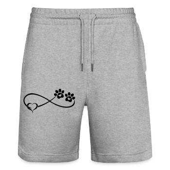 Hundepfote mit Herz - Stanley/Stella Unisex Bio Joggingshorts Trainer  - Grau meliert - Vorne - Nik (191cm) & Marisol (170cm)