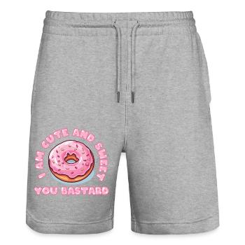 I am Cute and sweet you Bastard! - Stanley/Stella Unisex Bio Joggingshorts Trainer  - Grau meliert - Vorne - Nik (191cm) & Marisol (170cm)