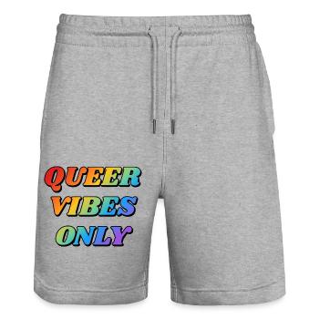 Queer Vibes Nur Regenbogenfarben - Stanley/Stella Unisex Bio Joggingshorts Trainer  - Grau meliert - Vorne - Nik (191cm) & Marisol (170cm)