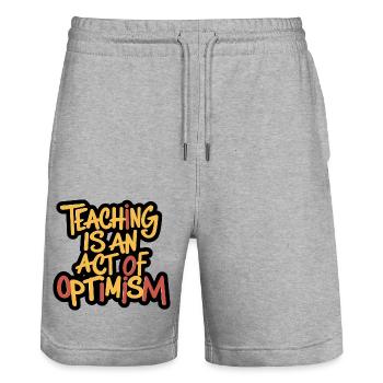 Enseigner, c’est être optimiste, être optimiste - Short de jogging bio TRAINER Stanley/Stella unisexe - gris chiné - Devant - Nik (191cm) & Marisol (170cm)