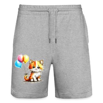 Chaton - Short de jogging bio TRAINER Stanley/Stella unisexe - gris chiné - Devant - Nik (191cm) & Marisol (170cm)